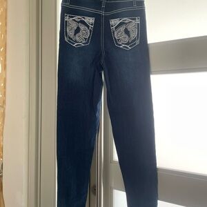 Refuge Blue Skinny Jeans with Embroidered Details